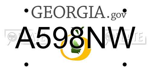 A598NW Georgia License Plate