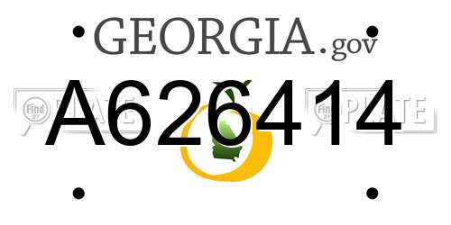 A626414 Georgia License Plate