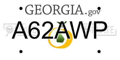 A62AWP Georgia License Plate