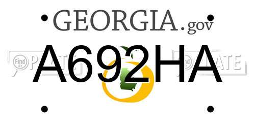 A692HA Georgia License Plate