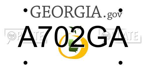 A702GA Georgia License Plate