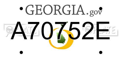 A70752E Georgia License Plate