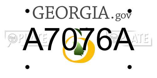 A7076A Georgia License Plate