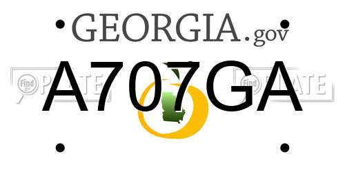 A707GA Georgia License Plate