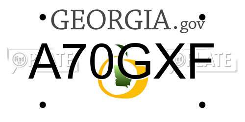 A70GXF Georgia License Plate