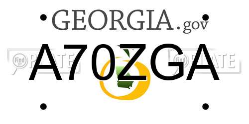 A70ZGA Georgia License Plate