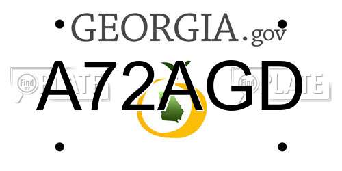 A72AGD Georgia License Plate