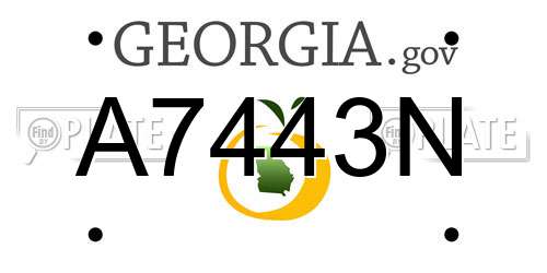 A7443N Georgia License Plate