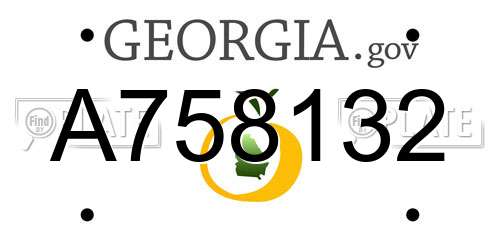 A758132 Georgia License Plate