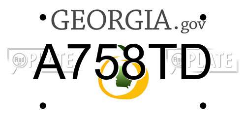 A758TD Georgia License Plate