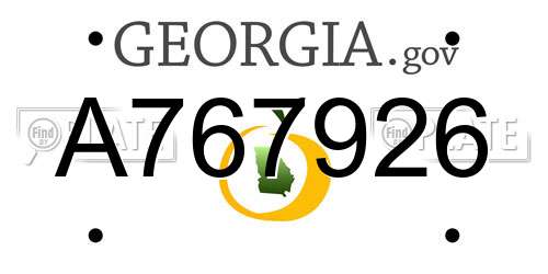 A767926 Georgia License Plate