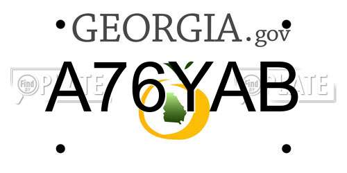 A76YAB Georgia License Plate