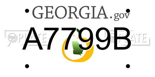 A7799B Georgia License Plate