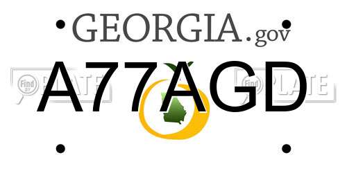 A77AGD Georgia License Plate