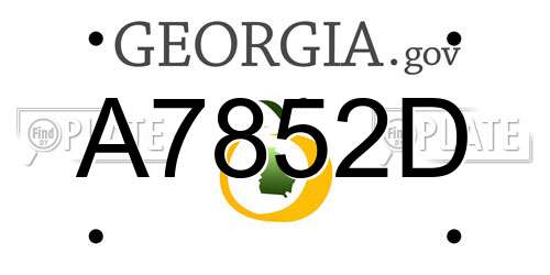A7852D Georgia License Plate