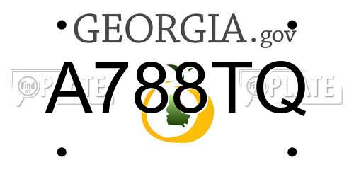 A788TQ Georgia License Plate