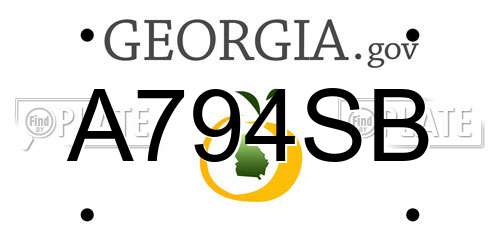 A794SB Georgia License Plate