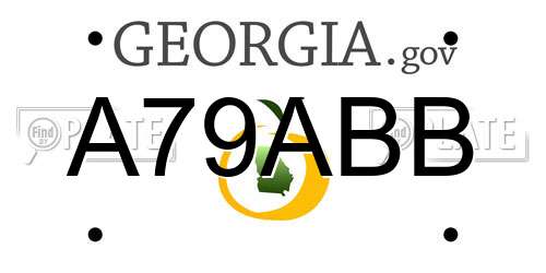 A79ABB Georgia License Plate