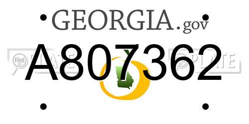 A807362 Georgia License Plate