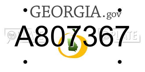 A807367 Georgia License Plate