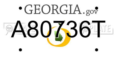 A80736T Georgia License Plate