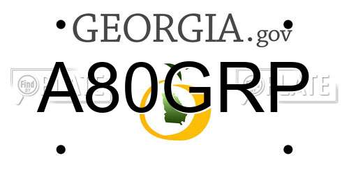 A80GRP Georgia License Plate