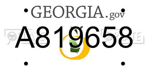 A819658 Georgia License Plate