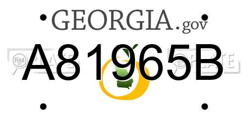 A81965B Georgia License Plate