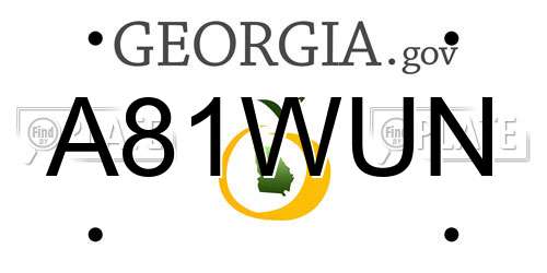 A81WUN Georgia License Plate