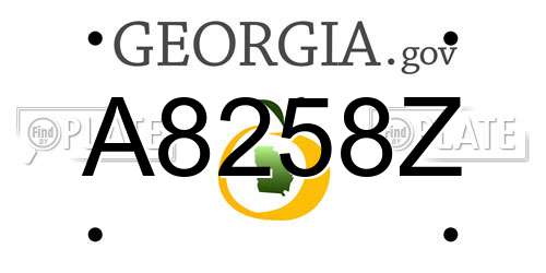 A8258Z Georgia License Plate