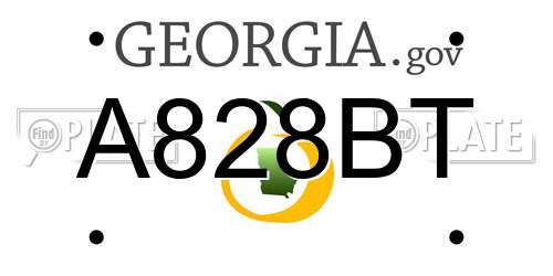 A828BT Georgia License Plate