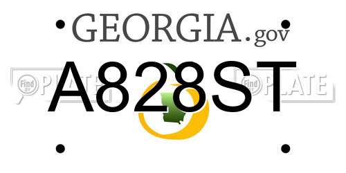 A828ST Georgia License Plate