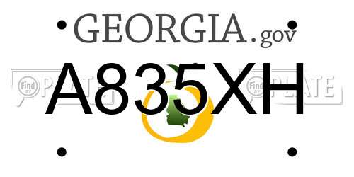 A835XH Georgia License Plate