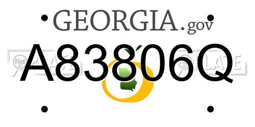 A83806Q Georgia License Plate