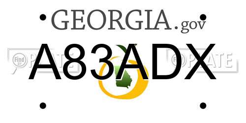 A83ADX Georgia License Plate