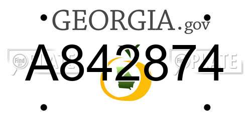 A842874 Georgia License Plate