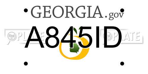 A845ID Georgia License Plate
