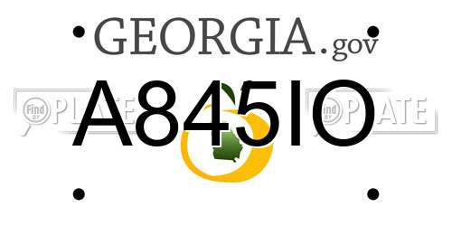 A845IO Georgia License Plate