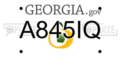 A845IQ Georgia License Plate