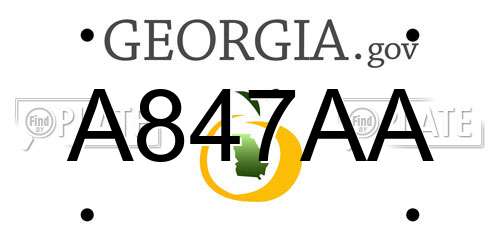 A847AA Georgia License Plate