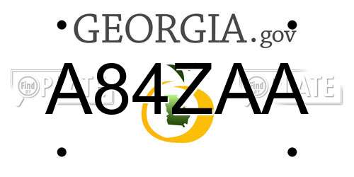 A84ZAA Georgia License Plate