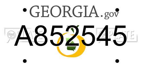 A852545 Georgia License Plate