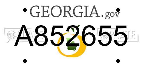 A852655 Georgia License Plate
