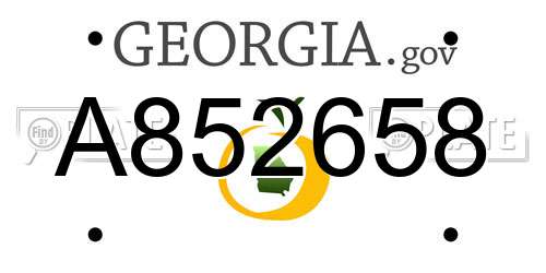 A852658 Georgia License Plate