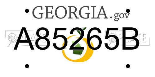 A85265B Georgia License Plate