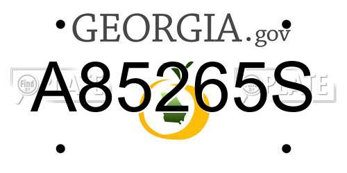 A85265S Georgia License Plate