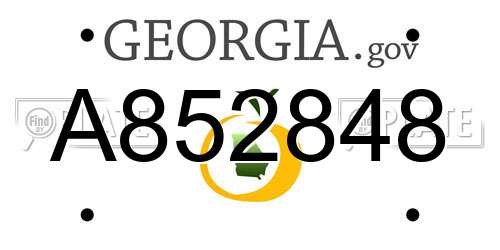 A852848 Georgia License Plate