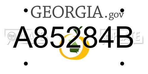 A85284B Georgia License Plate