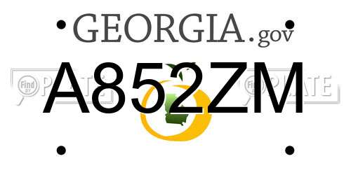 A852ZM Georgia License Plate