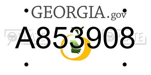 A853908 Georgia License Plate